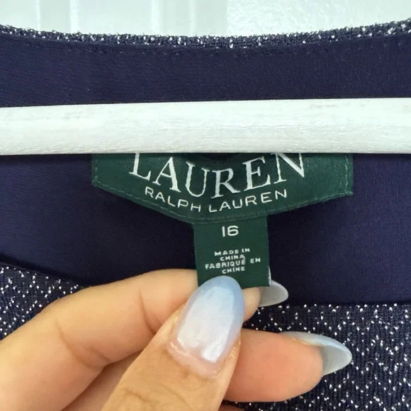 Lauren Ralph Lauren Mother of the Bride Sheath Dress Metallic Knee Length Sz 16 - Picture 6 of 9